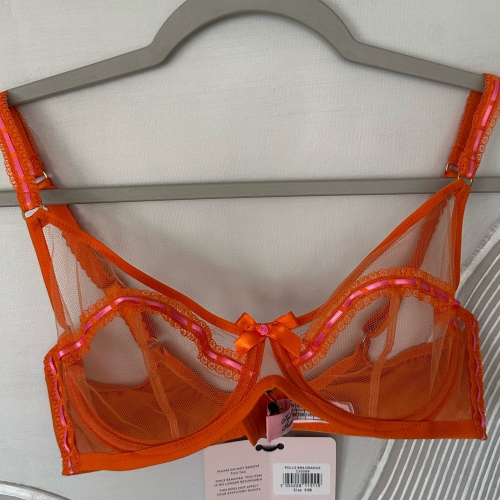 Agent Provocateur Vibrant Orange Sheer Bra